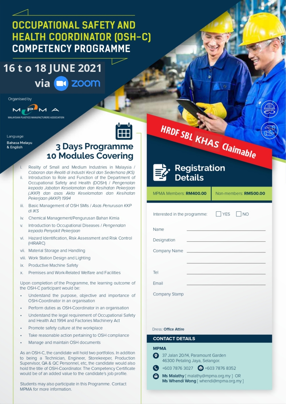 Occupational Safety & Health Coordinator Online Training (OSH-C)
