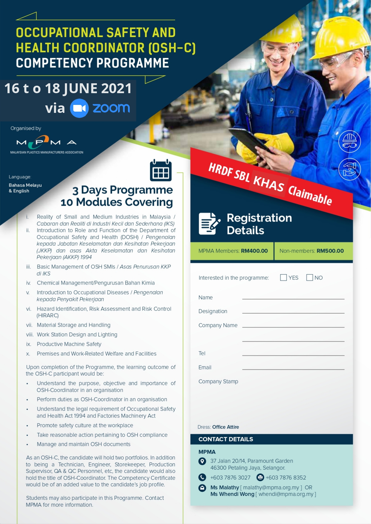 Occupational Safety & Health Coordinator Online Training (OSH-C)